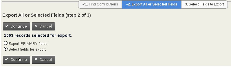 Select fields for export